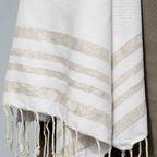 Toalla de baño de algodón nido de abeja 100x200 HAMPTONS blanco / plata