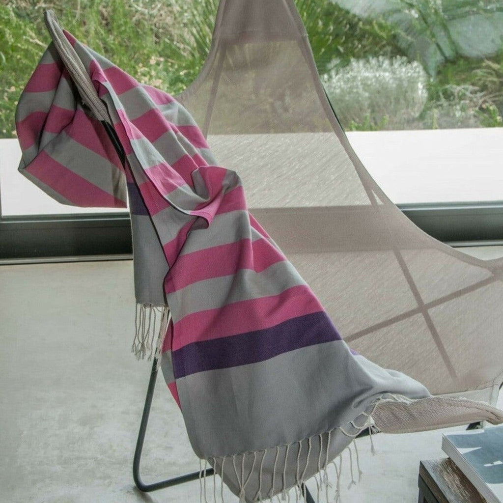 Fouta Arcachon Pearl Grey / Fuchsia Pink / Amethyst / Pearl Grey