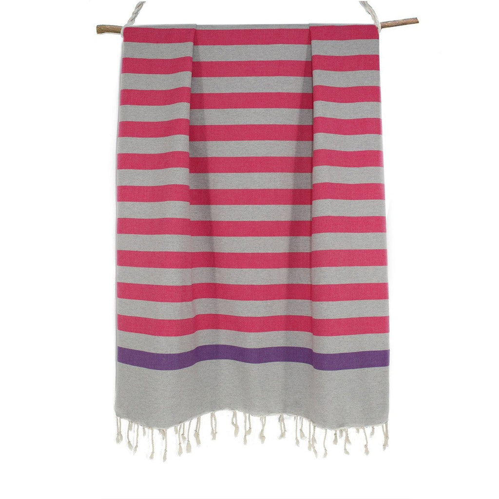 Fouta Arcachon Pearl Grey / Fuchsia Pink / Amethyst / Pearl Grey