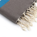 Tricolor cotton fouta 100x200 ARCACHON denim blue / azure blue