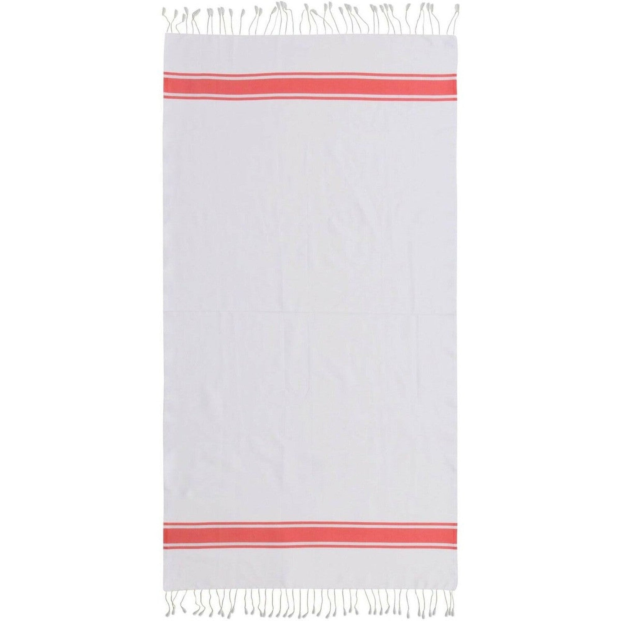 St Tropez - Fouta Blanche - Blanc/Orange Corail
