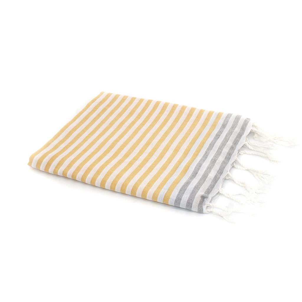 Cotton pareo fouta 100x200 BORA BORA saffron yellow / pearl gray