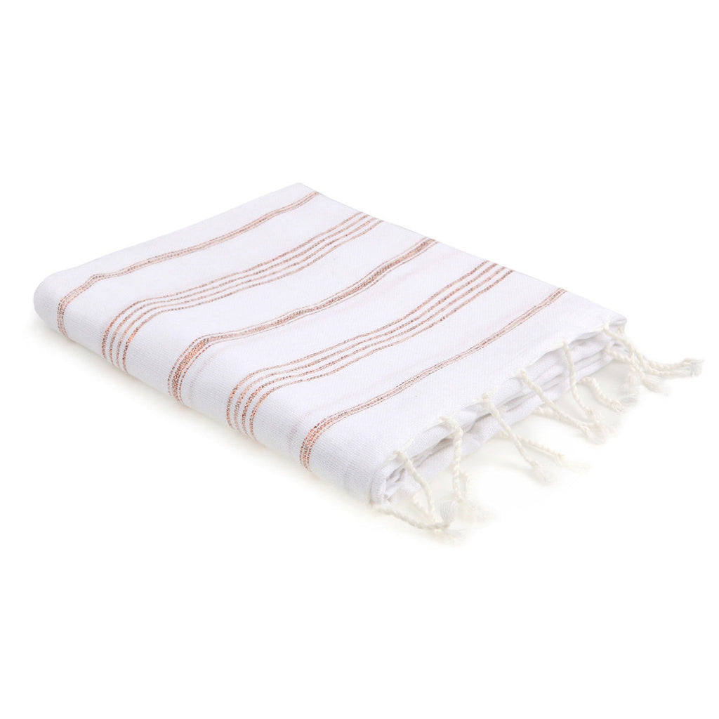 Fouta Coton 100X200 Mykonos Blanc / Cuivre