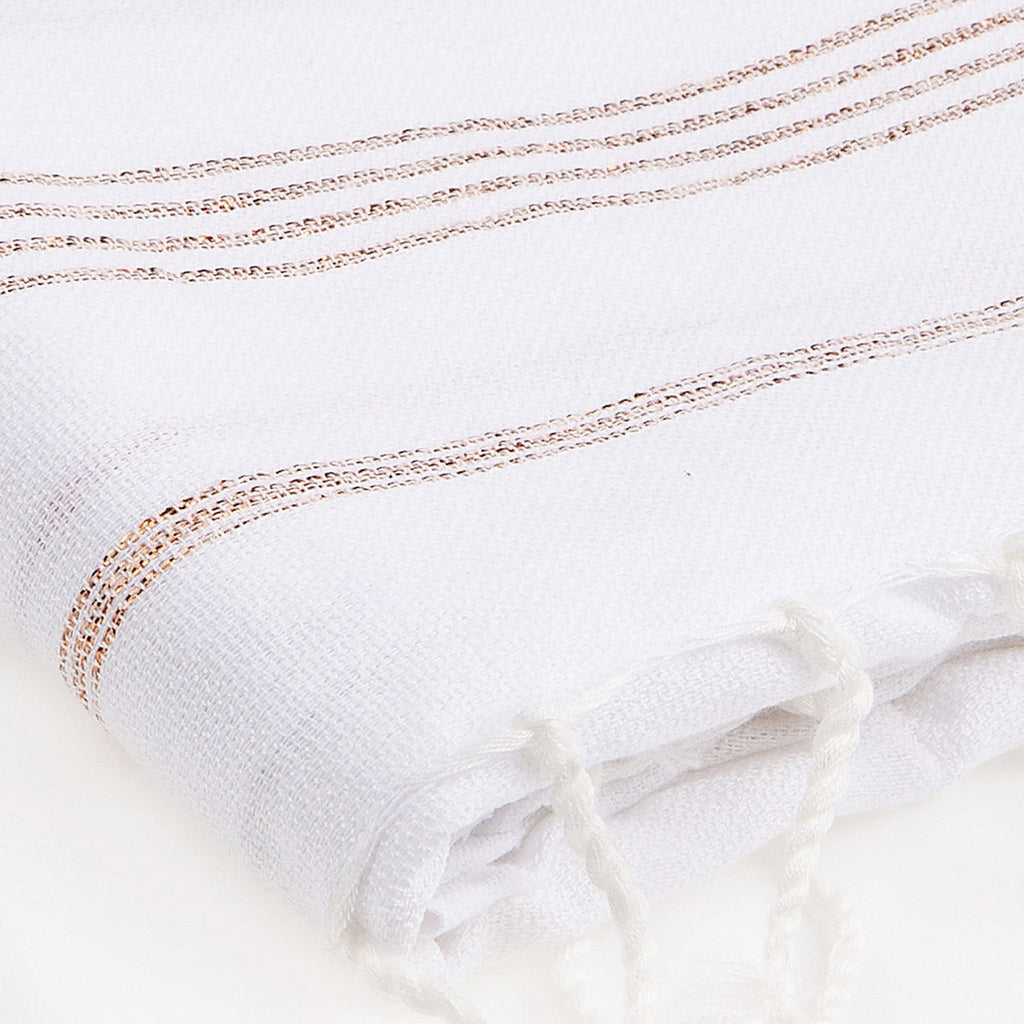 Fouta Coton 100X200 Mykonos Blanc / Cuivre