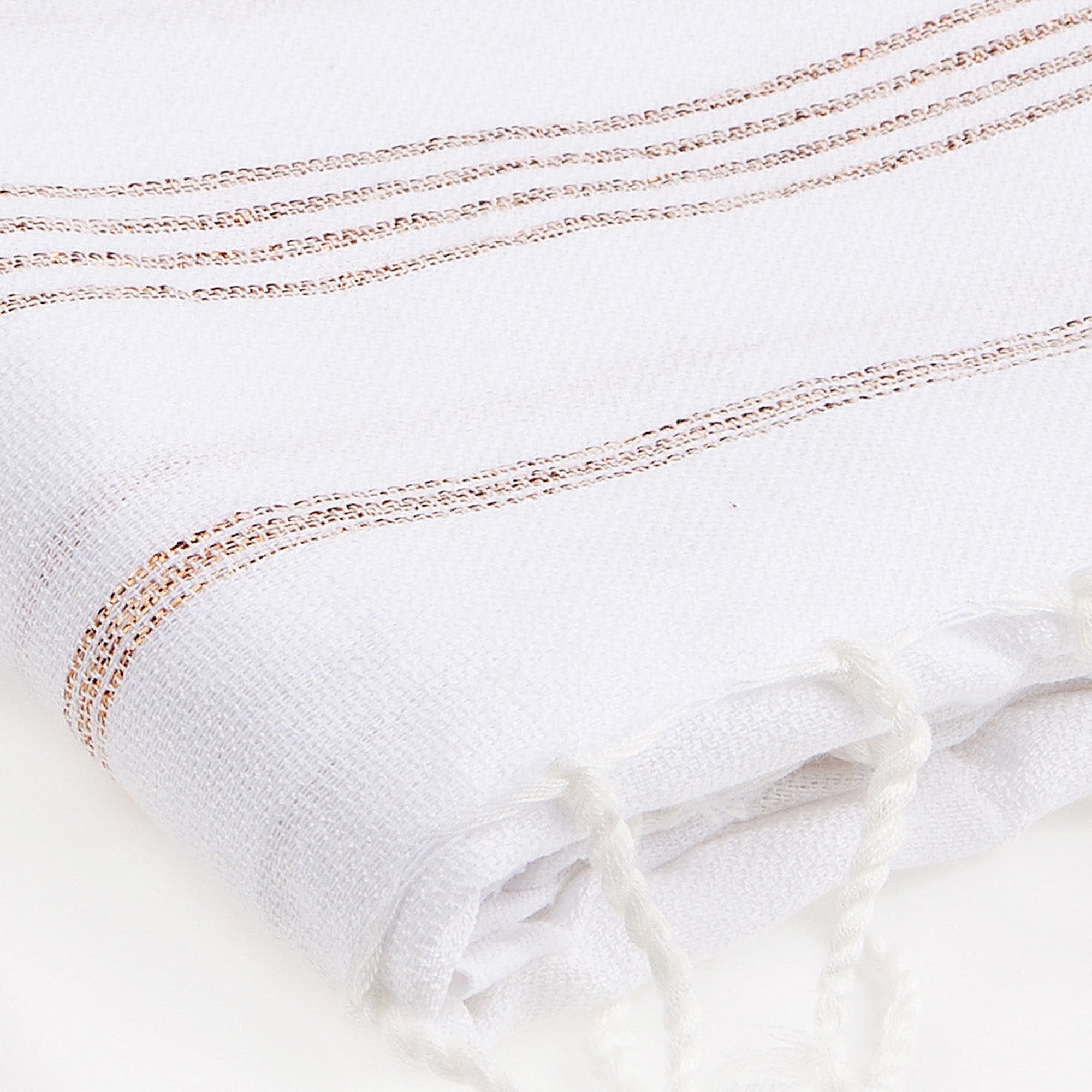 Fouta Coton 100X200 Mykonos Blanc / Cuivre