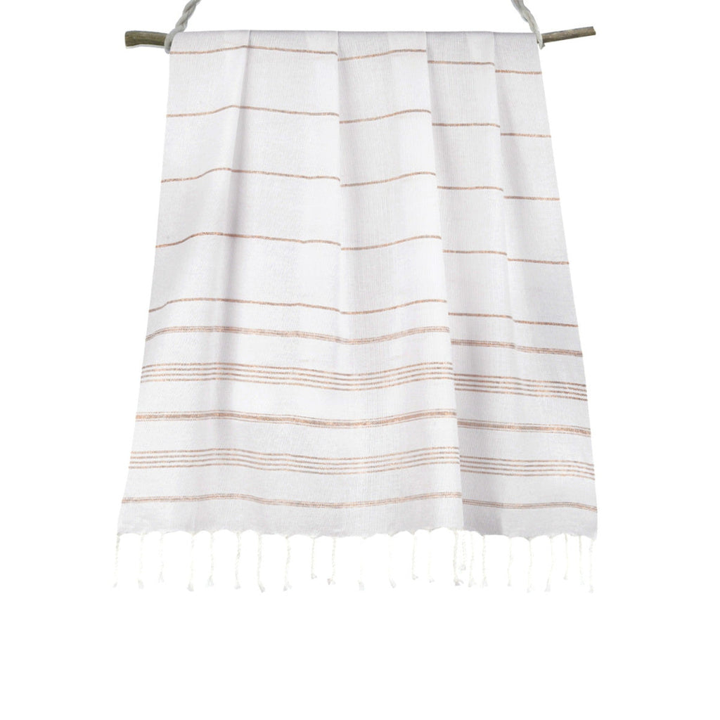 Fouta Coton 100X200 Mykonos Blanc / Cuivre