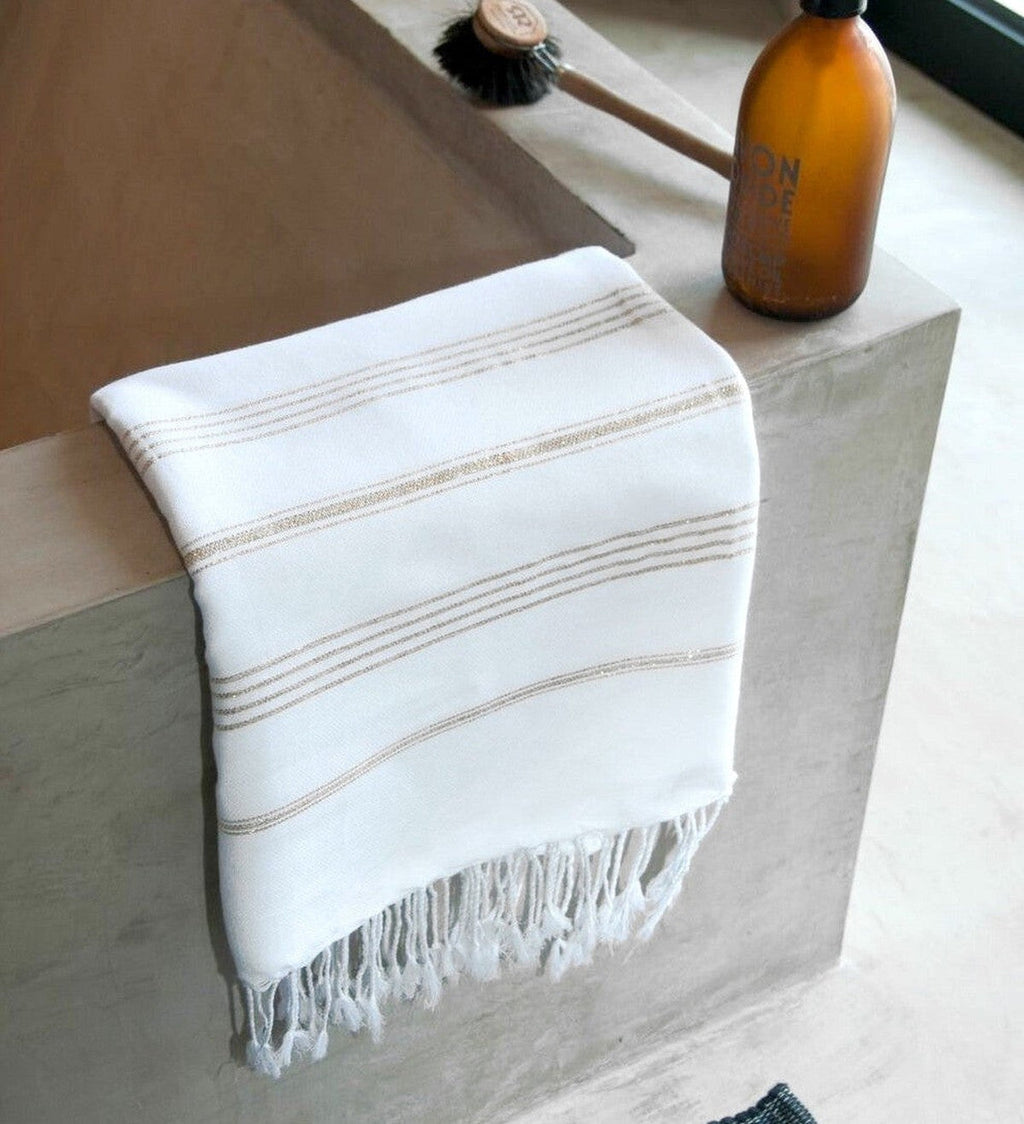 Fouta - Algodón - Blanco / Dorado - Mykonos