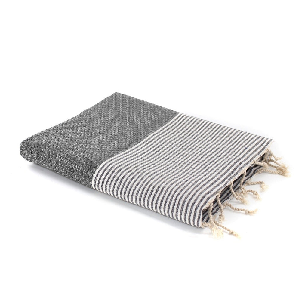 Fouta de algodón nido de abeja 100x200 IBIZA gris medio