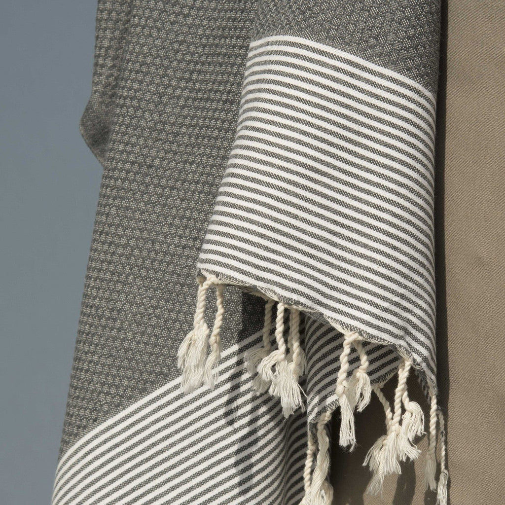 Fouta de algodón nido de abeja 100x200 IBIZA gris medio