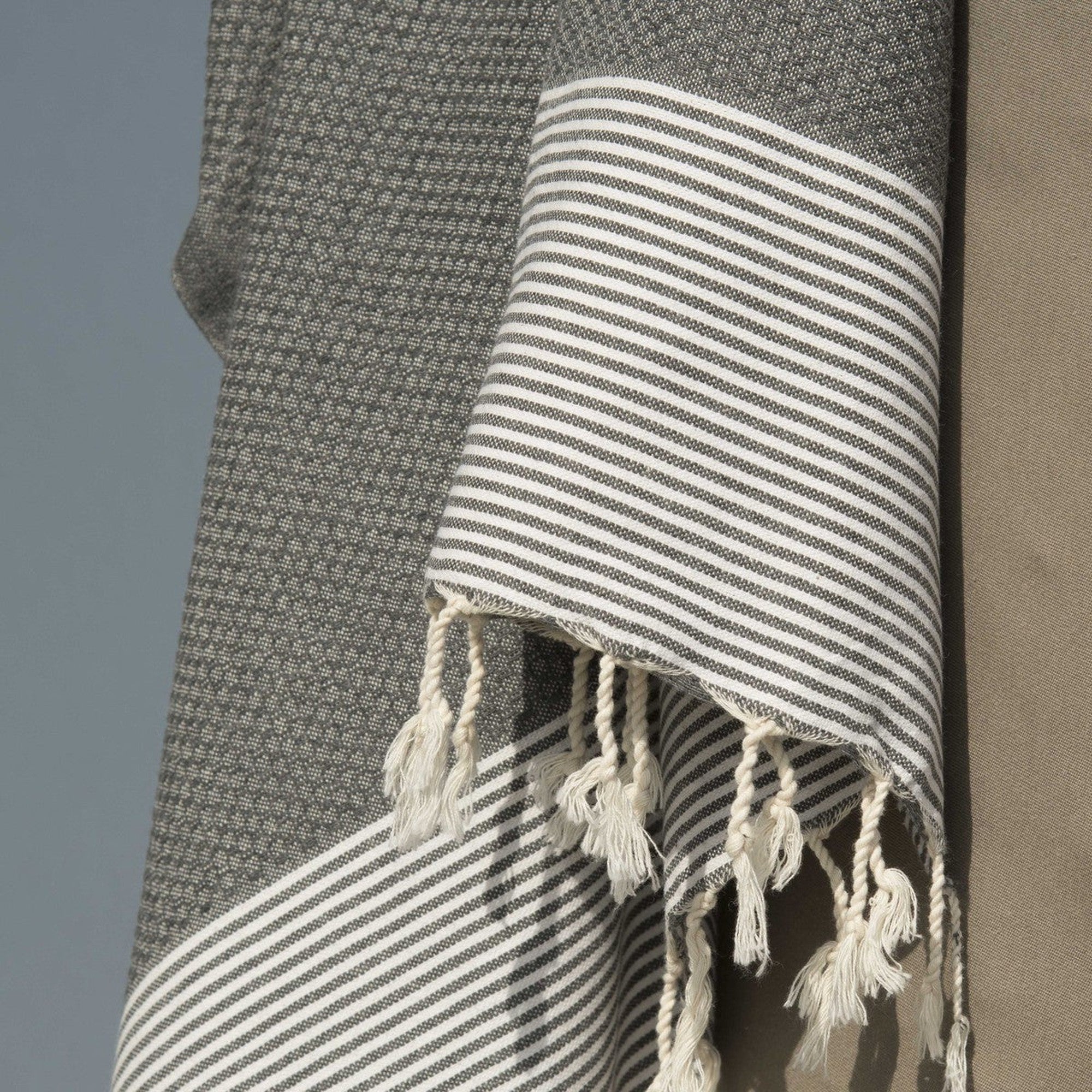 Fouta de algodón nido de abeja 100x200 IBIZA gris medio