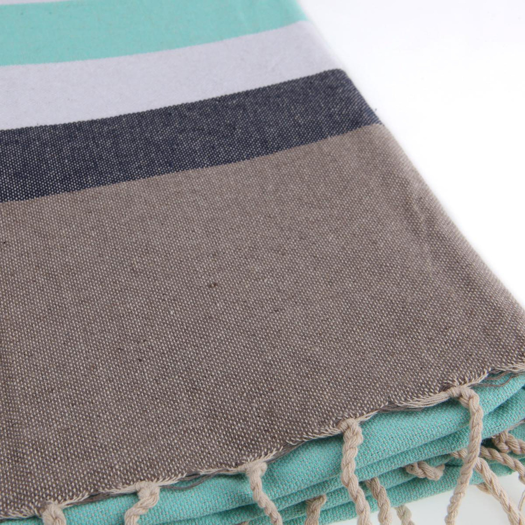Tricolor cotton fouta 100x200 ARCACHON light taupe