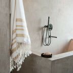 Honeycomb cotton fouta 100x200 HAMPTONS white / gold