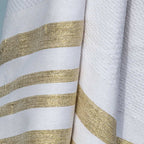 Honeycomb cotton fouta 100x200 HAMPTONS white / gold