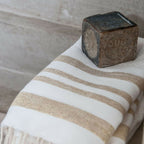 Honeycomb cotton fouta 100x200 HAMPTONS white / gold