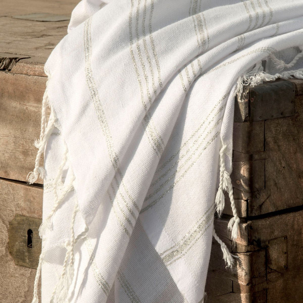 Fouta - Algodón - Blanco / Plata - Mykonos