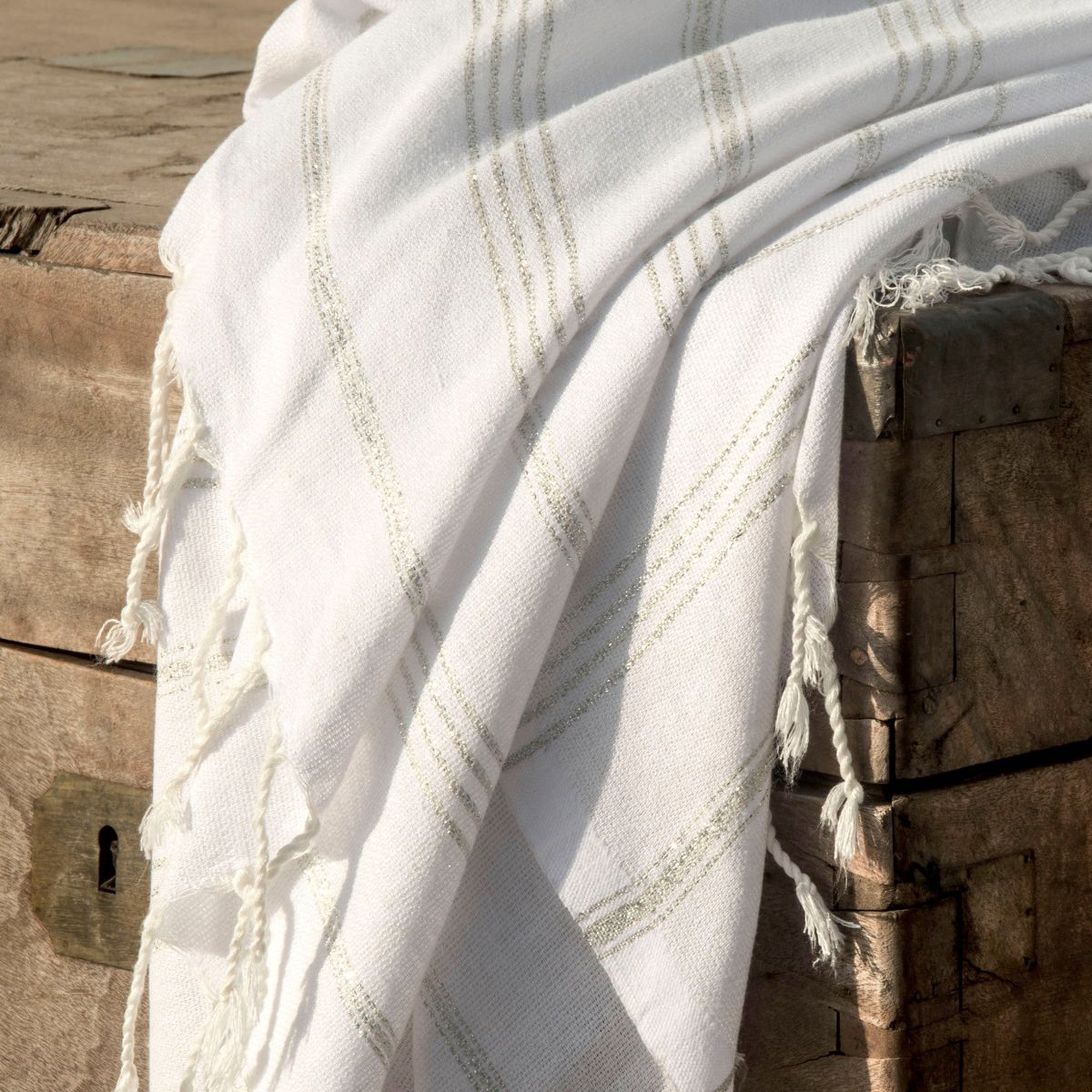 Fouta - Algodón - Blanco / Plata - Mykonos