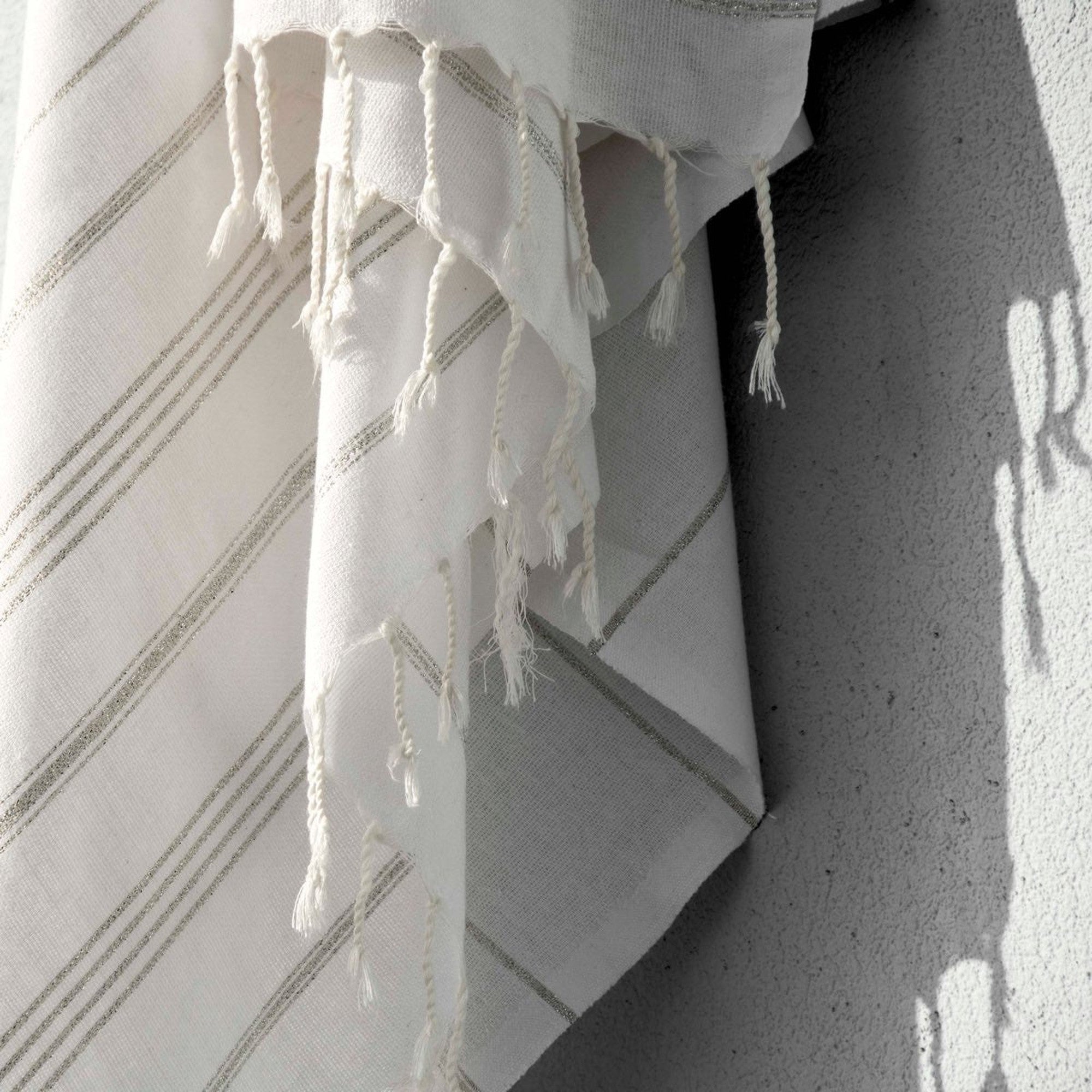 Fouta - Algodón - Blanco / Plata - Mykonos