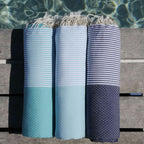 Fouta Nid D'Abeille Coton 100X200 Ibiza Bleu Aqua
