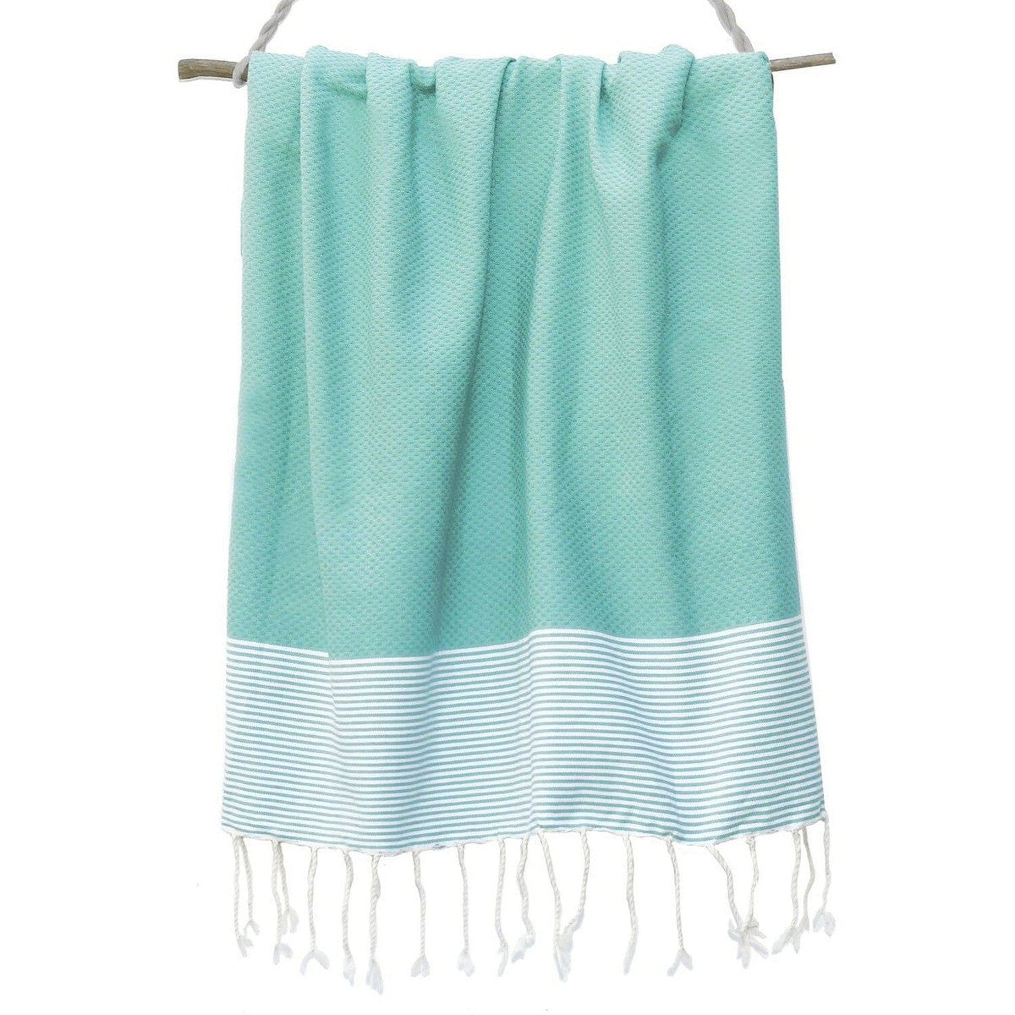 Fouta Nid D'Abeille Coton 100X200 Ibiza Bleu Aqua