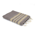 Honeycomb cotton fouta 100x200 HAMPTONS light taupe / gold