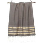 Honeycomb cotton fouta 100x200 HAMPTONS light taupe / gold