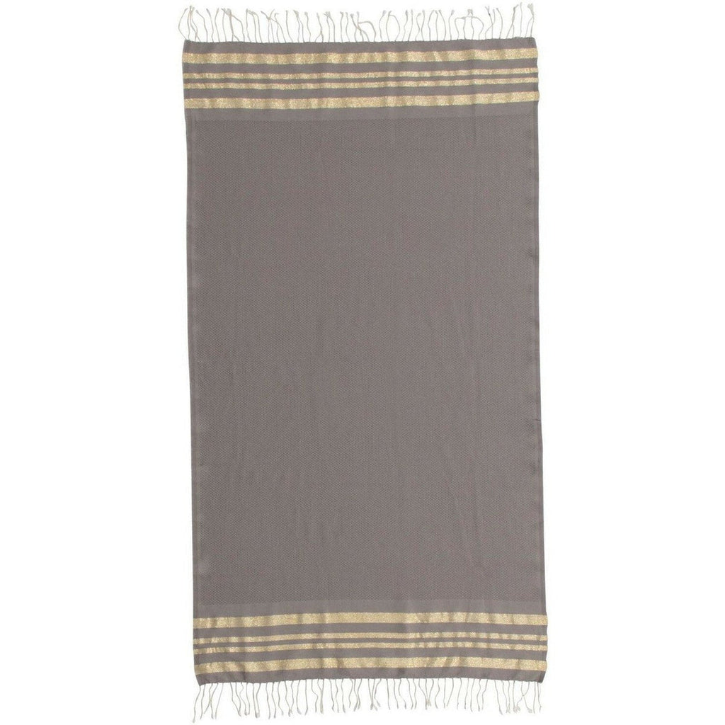 Honeycomb cotton fouta 100x200 HAMPTONS light taupe / gold