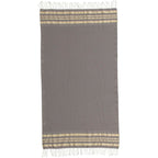 Honeycomb cotton fouta 100x200 HAMPTONS light taupe / gold