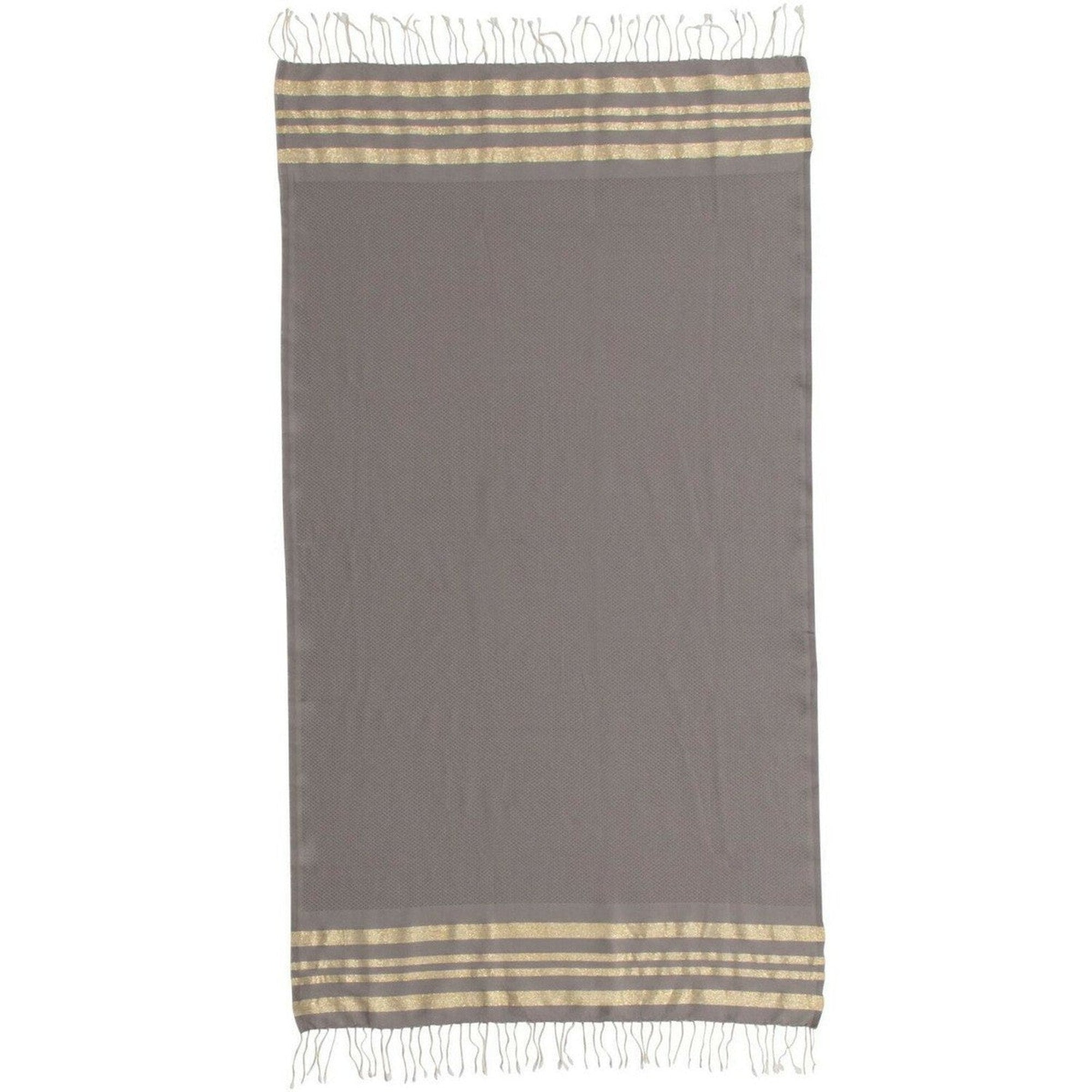 Honeycomb cotton fouta 100x200 HAMPTONS light taupe / gold