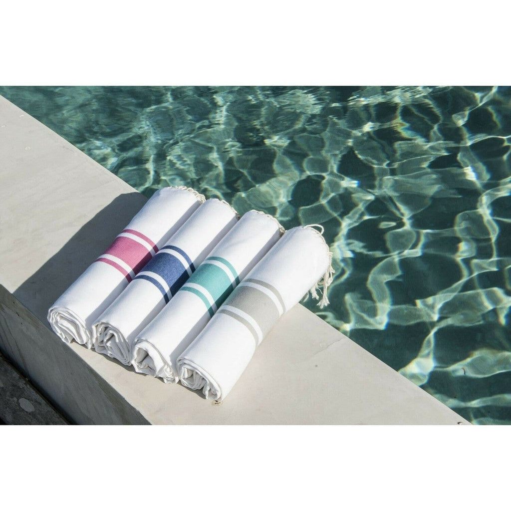 Fouta Blanca - Algodón - Blanco / Azul Griego - St Tropez