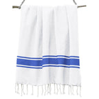 Fouta Blanca - Algodón - Blanco / Azul Griego - St Tropez