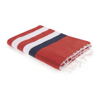 Tricolor cotton fouta 100x200 ARCACHON red / denim blue