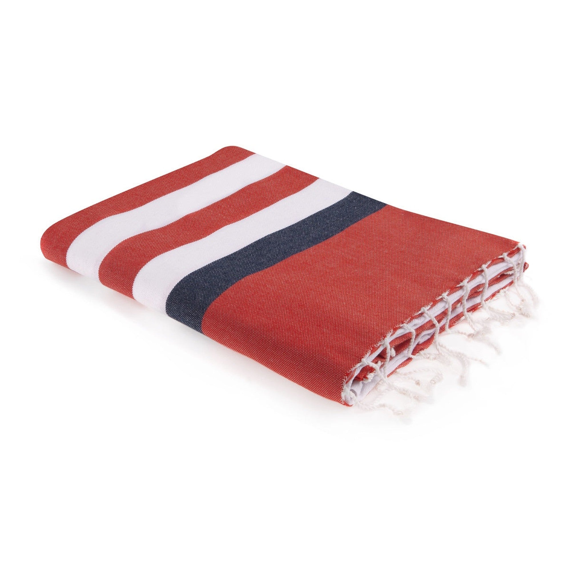 Tricolor cotton fouta 100x200 ARCACHON red / denim blue