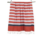 Tricolor cotton fouta 100x200 ARCACHON red / denim blue