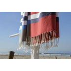 Tricolor cotton fouta 100x200 ARCACHON red / denim blue