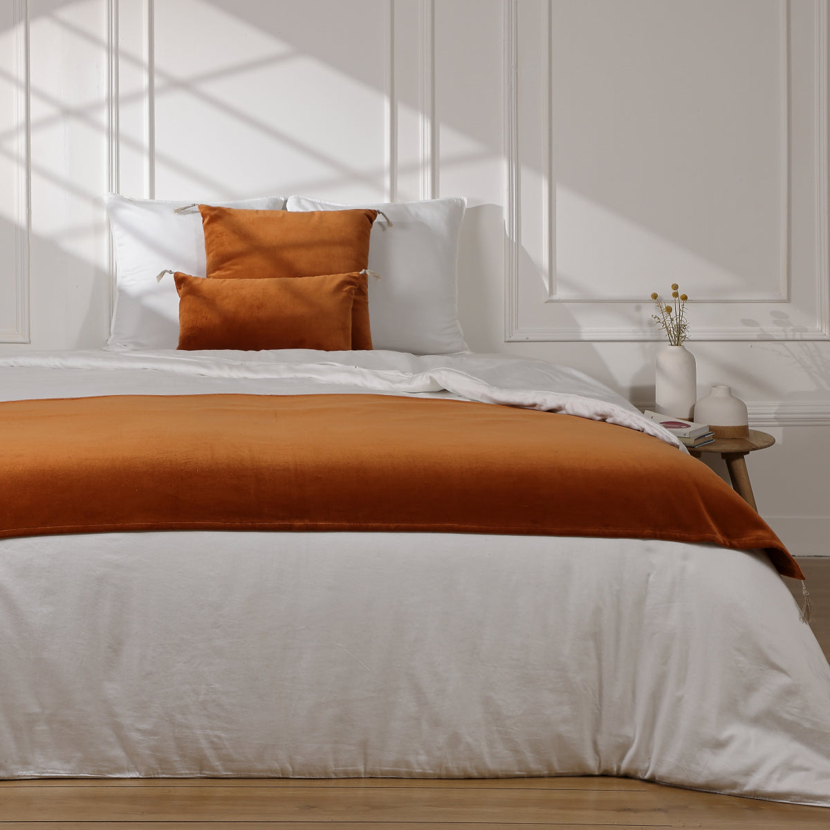 Danube - Chemin De Lit - Velours De Coton - Terracotta