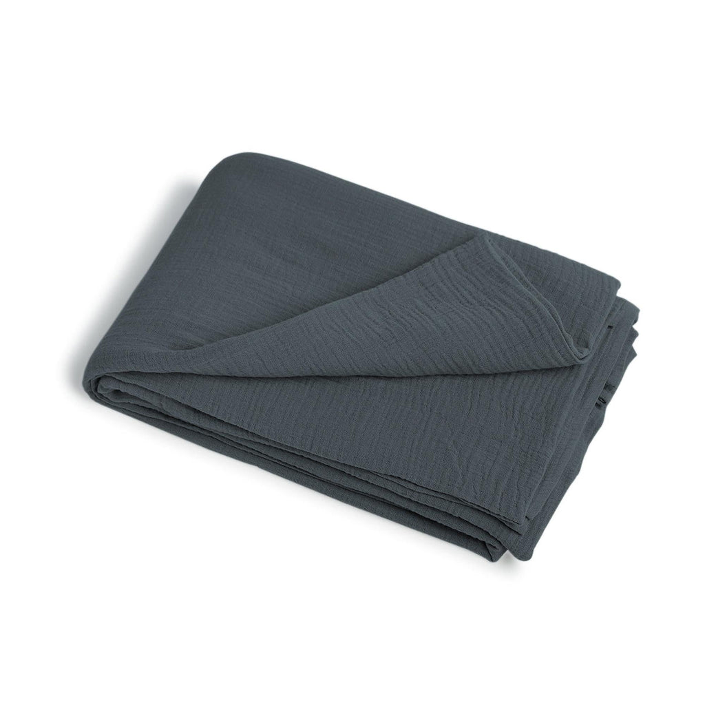 Carla - Flat Sheet - Cotton Gauze - Storm Blue