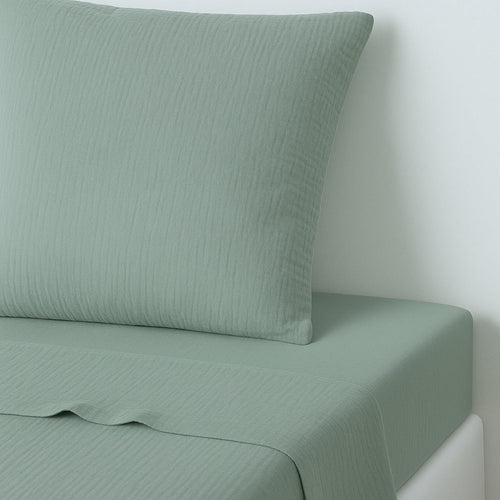 Drap Plat - Gaze De Coton - Vert Céladon - Carla