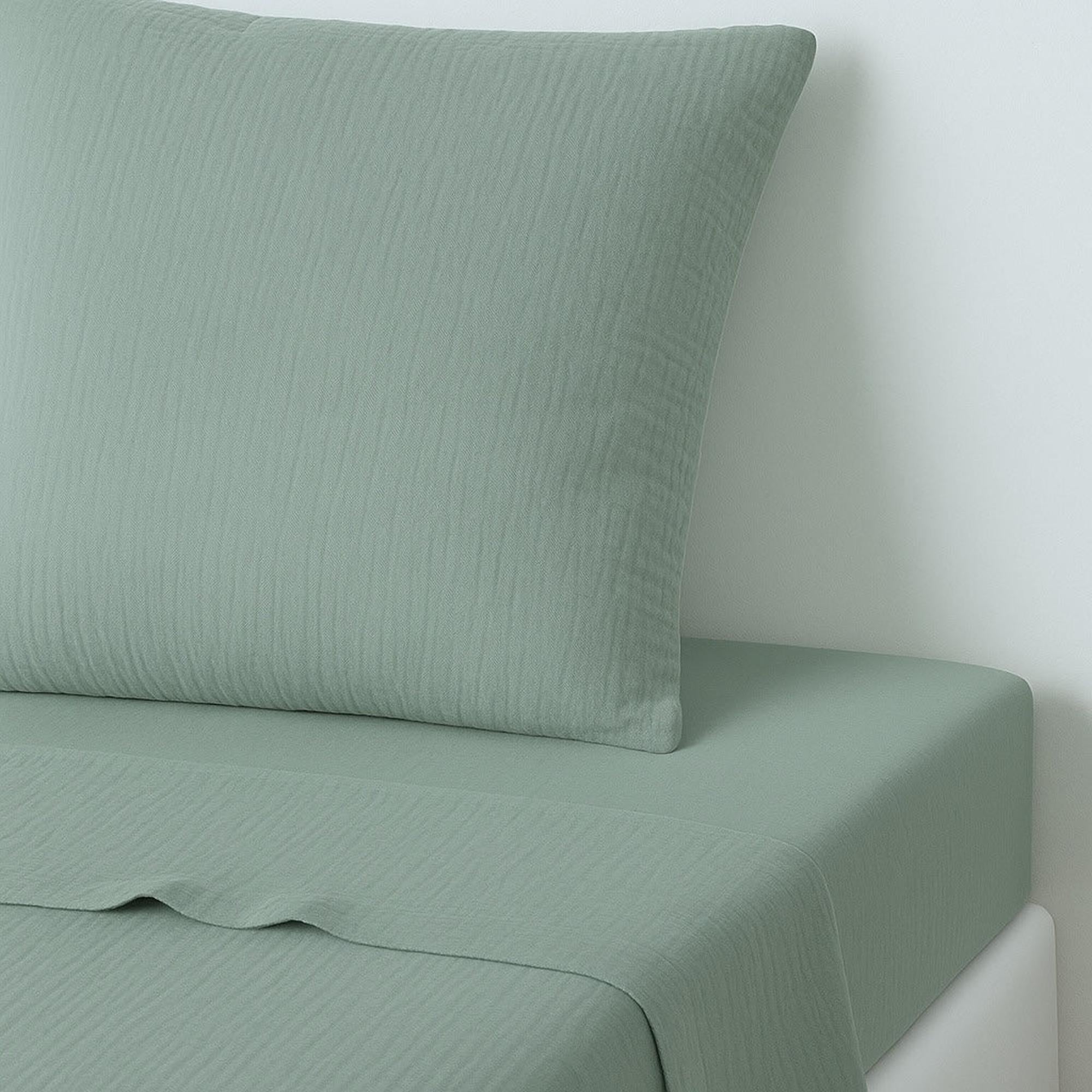 Carla - Sábana Encimera - Gasa De Algodón - Verde Celadón