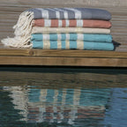 Fouta Nid D'Abeille Coton 100X200 Hamptons Gris Moyen / Argent