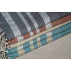 Fouta Nid D'Abeille Coton 100X200 Hamptons Gris Moyen / Argent