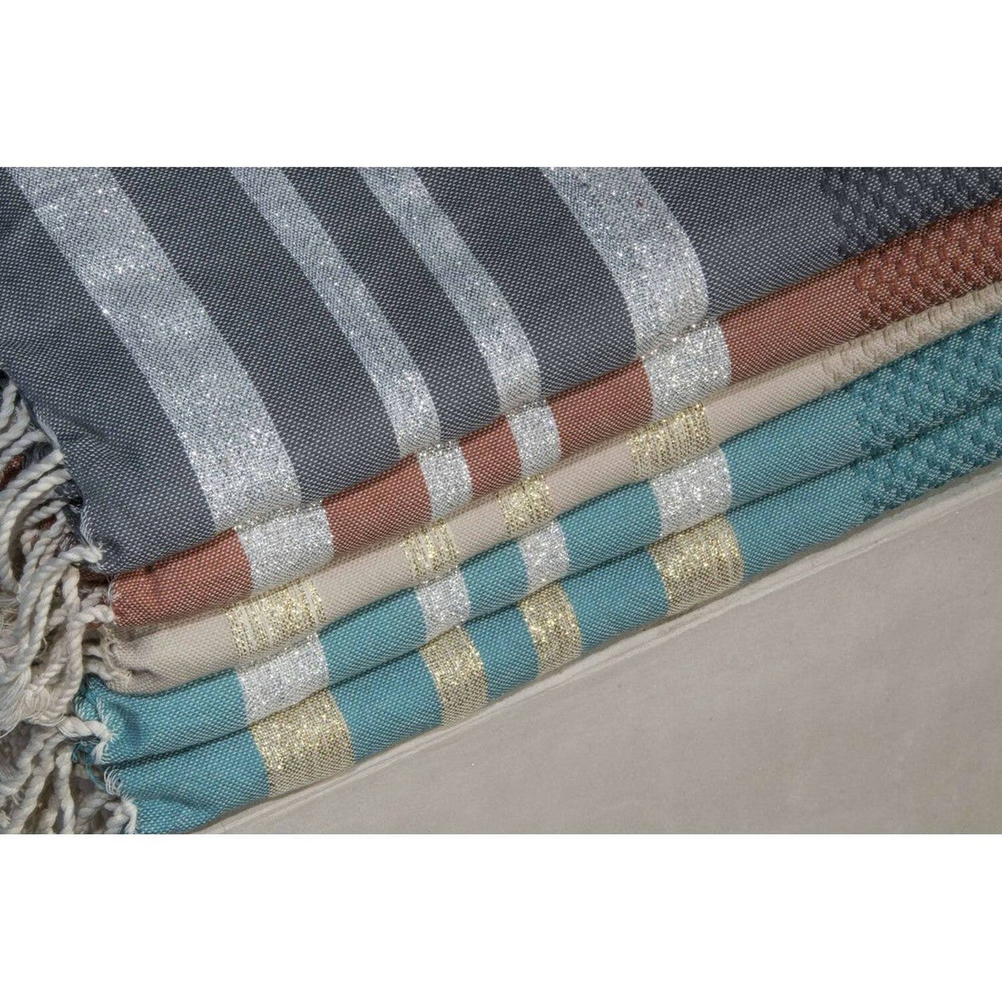 Fouta Nid D'Abeille Coton 100X200 Hamptons Gris Moyen / Argent