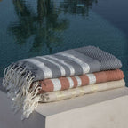 Fouta Nid D'Abeille Coton 100X200 Hamptons Gris Moyen / Argent