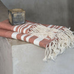 Bath towels (1+2) cotton 100x200+2(40x60) HAMPTONS terracotta / white