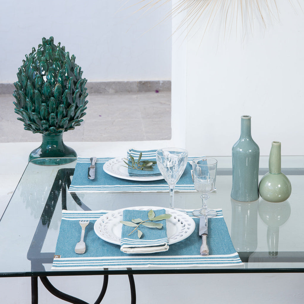 Mahdia Placemat (X4) - Petrol Blue - Cotton