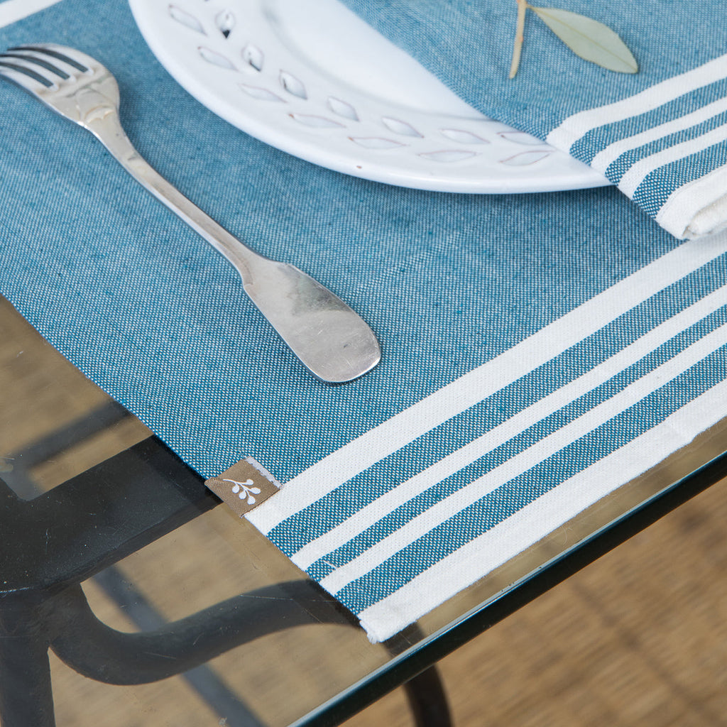 Mahdia Placemat (X4) - Petrol Blue - Cotton
