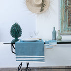 Cotton Table Runner 50x150 - Mahdia - Petrol Blue