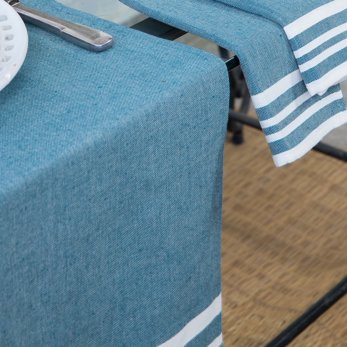 Cotton Table Runner 50x150 - Mahdia - Petrol Blue