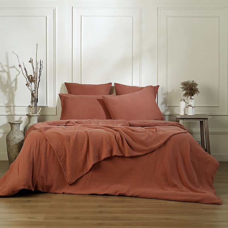 Flat Sheet - Cotton Gauze - Tuscan Red - Carla