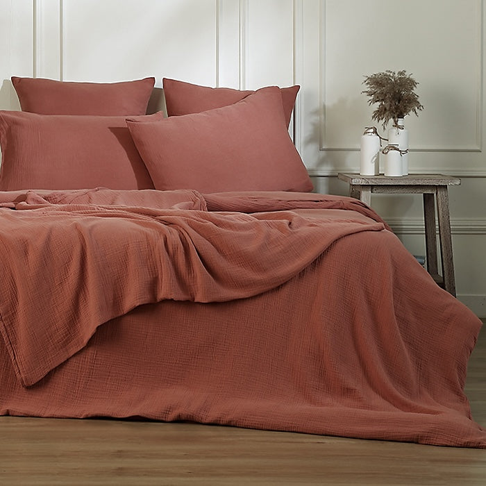 Flat Sheet - Cotton Gauze - Tuscan Red - Carla