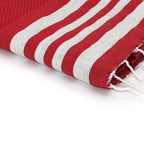 Fouta Nid D'Abeille Coton 100X200 Hamptons Rouge / Argent